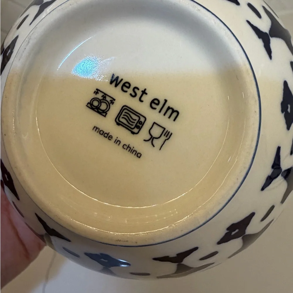 West Elm Indigo and White Ceramic Bowl Trio